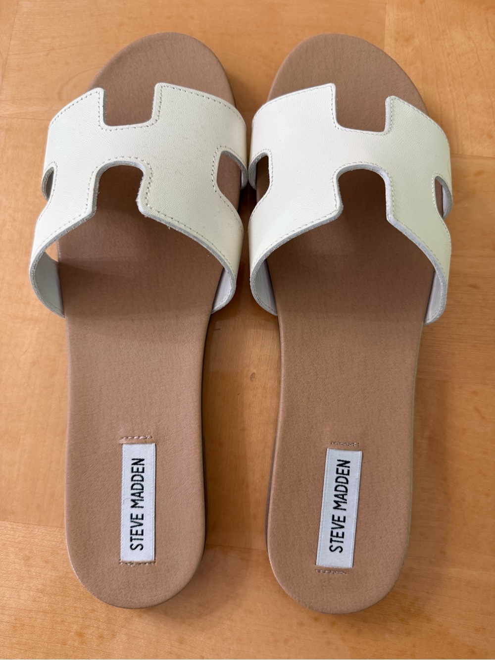Steve Madden White Slide Sandals